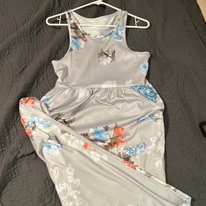 Grey floral maxi dress